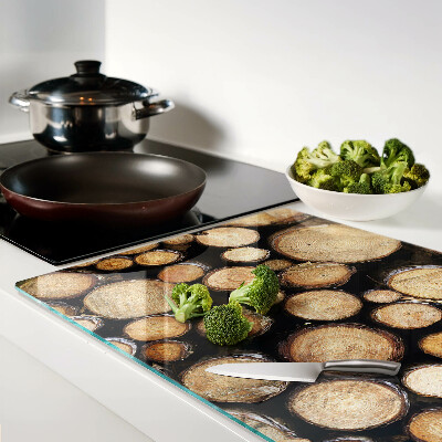 Tabla de cortar de cristal Troncos de madera en sección transversal