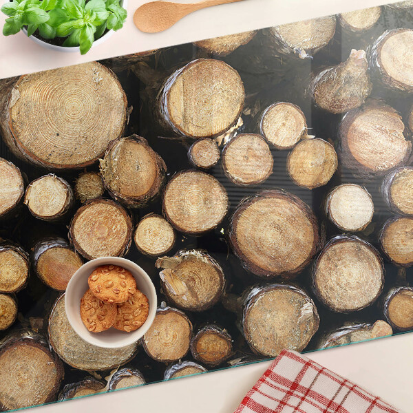 Deska kuchenna szklana Kłody drewna w przekroju