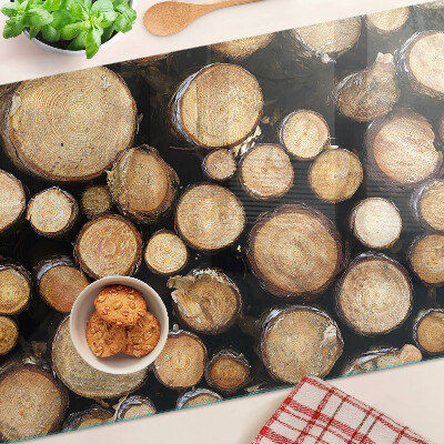 Tabla de cortar de cristal Troncos de madera en sección transversal