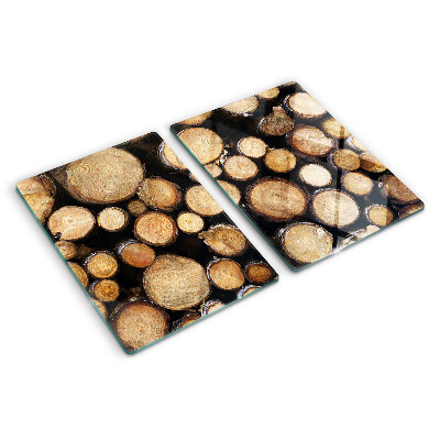 Tabla de cortar de cristal Troncos de madera en sección transversal