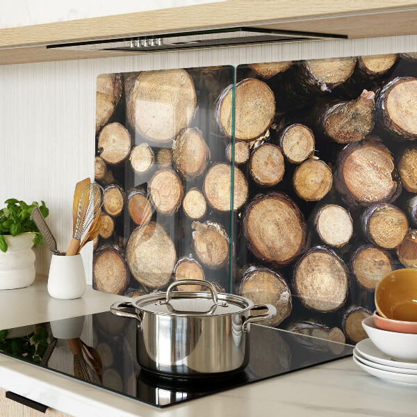 Tabla de cortar de cristal Troncos de madera en sección transversal