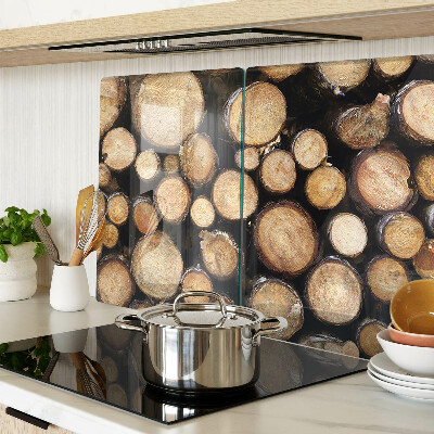 Tabla de cortar de cristal Troncos de madera en sección transversal