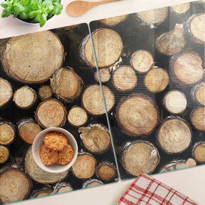 Tabla de cortar de cristal Troncos de madera en sección transversal