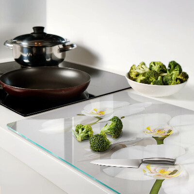 Deska kuchenna szklana Orchidee na tle lustrzanym