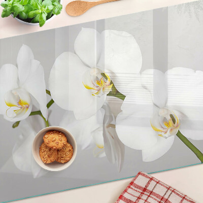 Deska kuchenna szklana Orchidee na tle lustrzanym