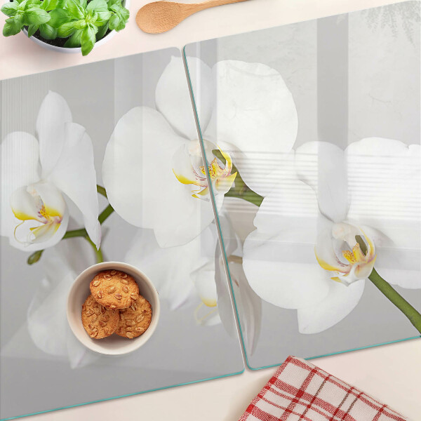 Deska kuchenna szklana Orchidee na tle lustrzanym