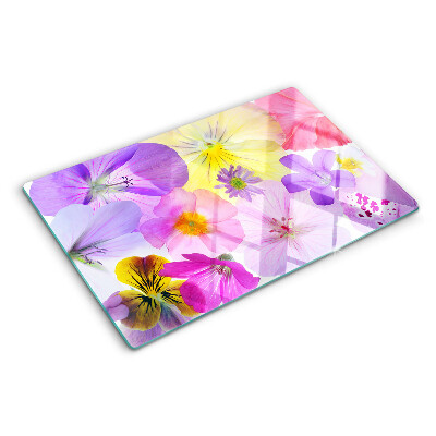 Tabla de cortar de cristal Flores en colores pastel