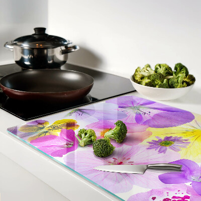 Tabla de cortar de cristal Flores en colores pastel