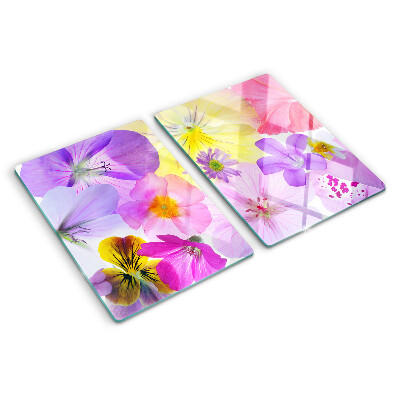 Tabla de cortar de cristal Flores en colores pastel