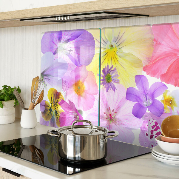 Tabla de cortar de cristal Flores en colores pastel