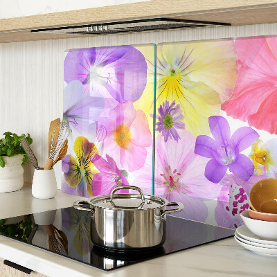 Tabla de cortar de cristal Flores en colores pastel