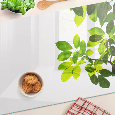 Tabla de cortar Hojas contra un cielo brillante