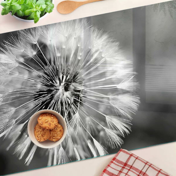 Szklana deska kuchenna Dmuchawce w czerni i bieli