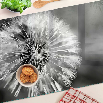 Szklana deska kuchenna Dmuchawce w czerni i bieli