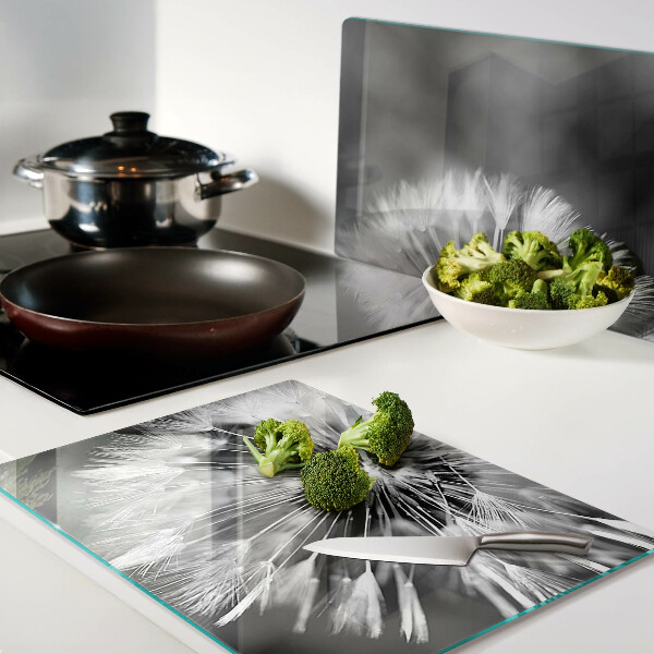 Tabla para cortar Dientes de león en blanco y negro