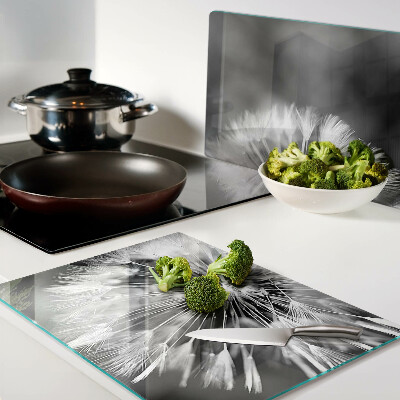 Tabla para cortar Dientes de león en blanco y negro
