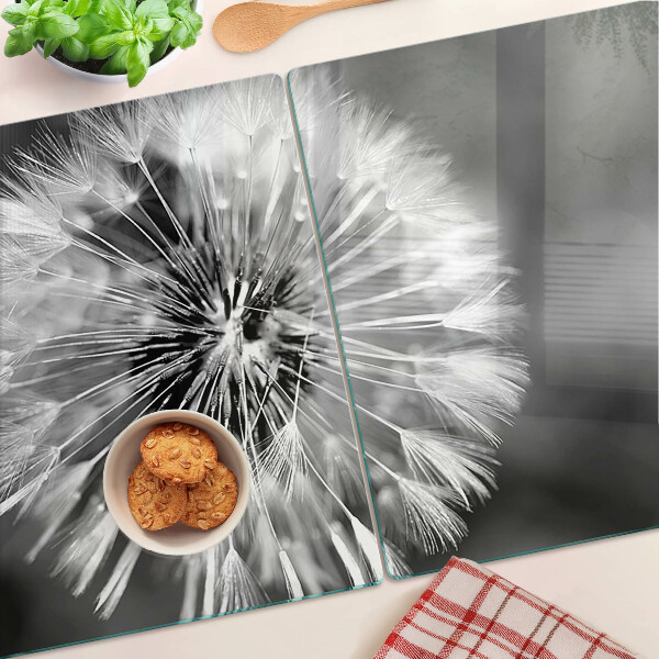 Tabla para cortar Dientes de león en blanco y negro