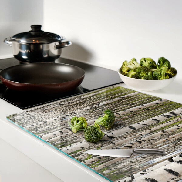 Szklana deska do krojenia Białe brzozy w lesie