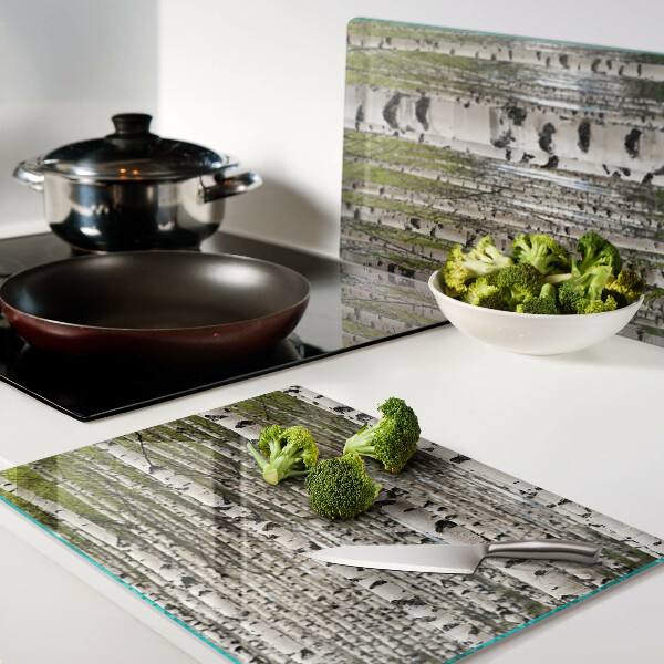 Szklana deska do krojenia Białe brzozy w lesie