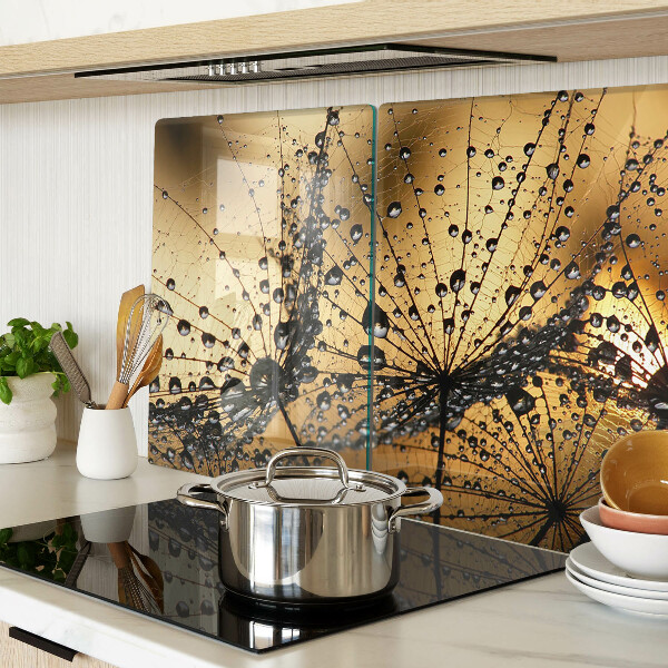 Deska kuchenna szklana Krople wody na liściach