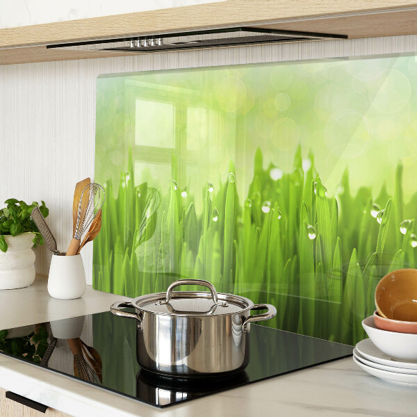 Szklana deska do krojenia Zielona trawa z kroplami wody