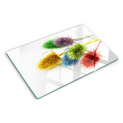Tabla de cortar de cristal Flores coloridas y tridimensionales
