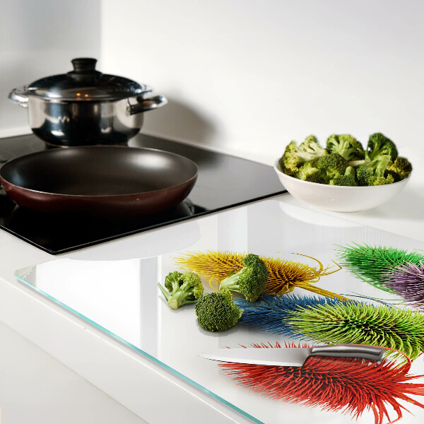 Tabla de cortar de cristal Flores coloridas y tridimensionales