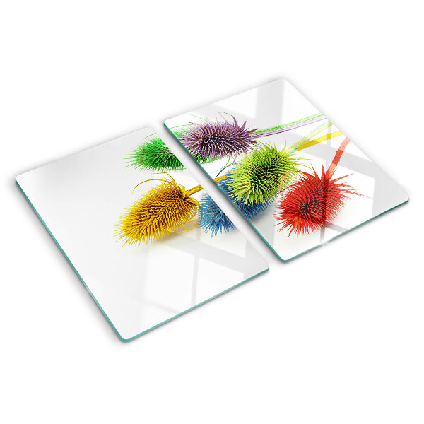 Tabla de cortar de cristal Flores coloridas y tridimensionales