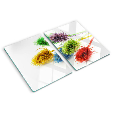 Tabla de cortar de cristal Flores coloridas y tridimensionales