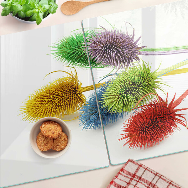 Tabla de cortar de cristal Flores coloridas y tridimensionales