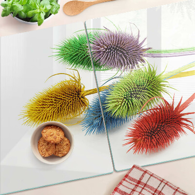 Tabla de cortar de cristal Flores coloridas y tridimensionales