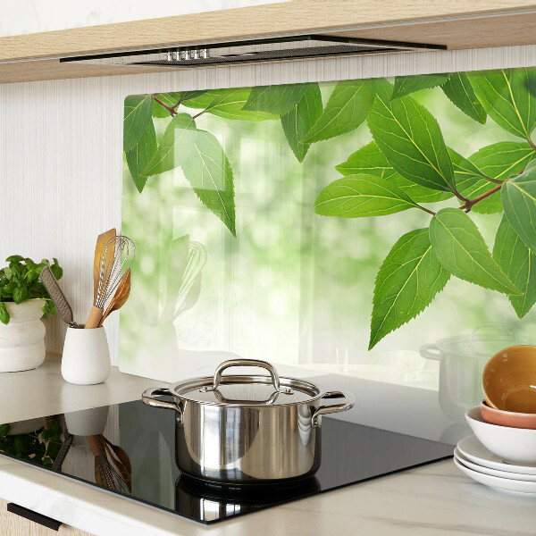 Tabla de cocina Hojas sobre un fondo de vegetación borrosa