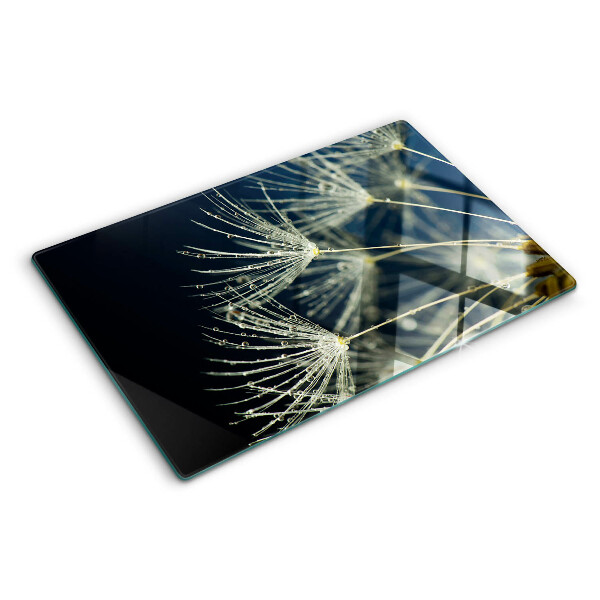 Tabla de cocina Dientes de león con gotas de agua