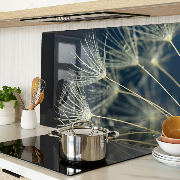 Tabla de cocina Dientes de león con gotas de agua