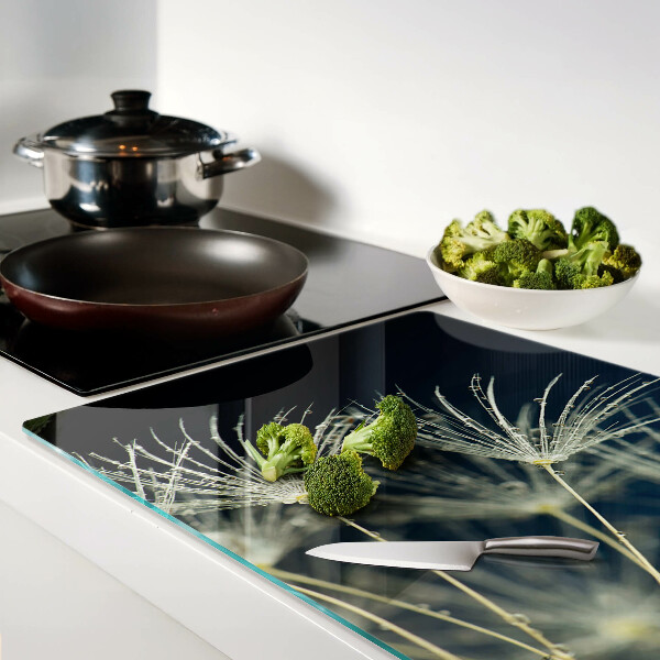 Tabla de cocina Dientes de león con gotas de agua