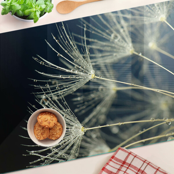 Deska kuchenna szklana Dmuchawce z kroplami wody
