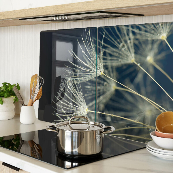 Tabla de cocina Dientes de león con gotas de agua