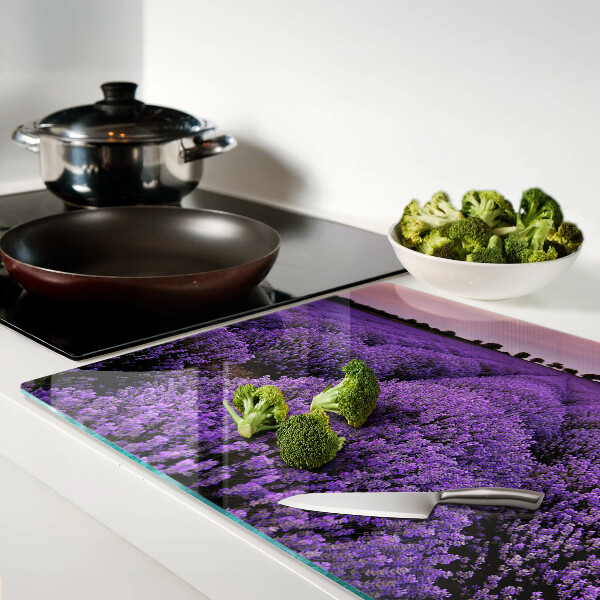 Tabla de cortar de cristal Un campo de lavanda en plena floración.