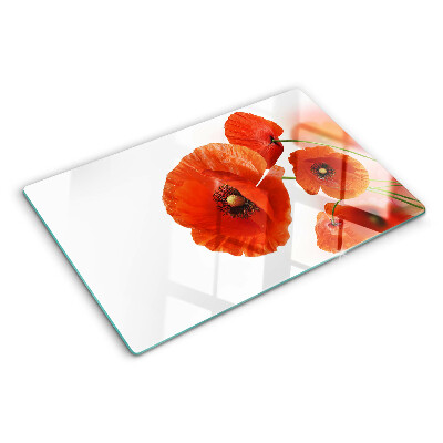 Tabla para cortar Flores de amapola en color rojo