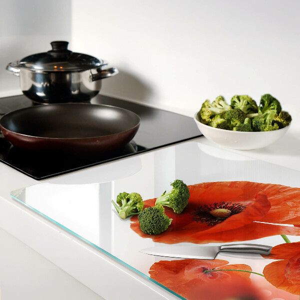 Tabla para cortar Flores de amapola en color rojo