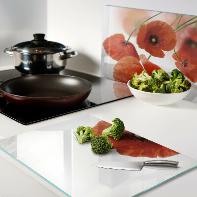 Tabla para cortar Flores de amapola en color rojo