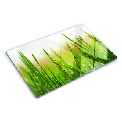 Tabla de cortar Hierba con gotas de agua