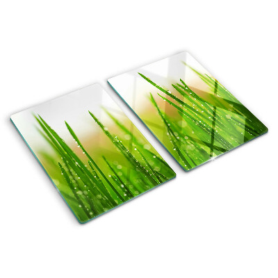 Tabla de cortar Hierba con gotas de agua