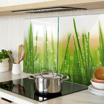 Deska kuchenna szklana Trawa z kroplami wody