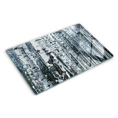 Deska kuchenna szklana Las brzozowy w zimowej scenerii