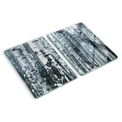 Tabla de cocina Bosque de abedules en paisaje invernal