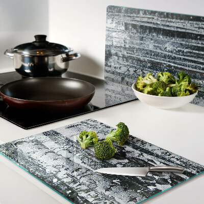 Deska kuchenna szklana Las brzozowy w zimowej scenerii