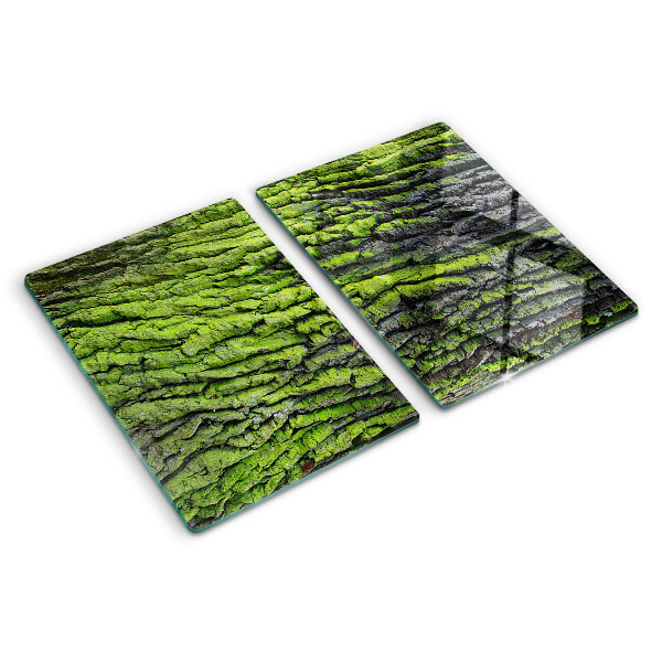 Tabla para cortar corteza de árbol verde