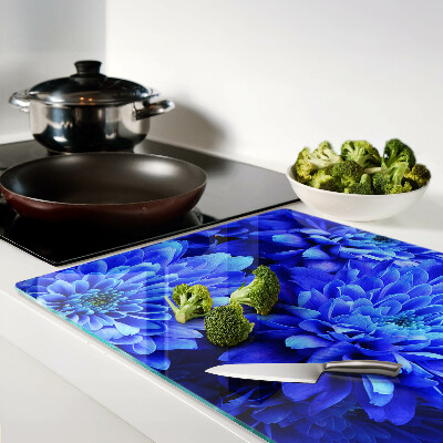Tabla de cocina flores de crisantemo azul