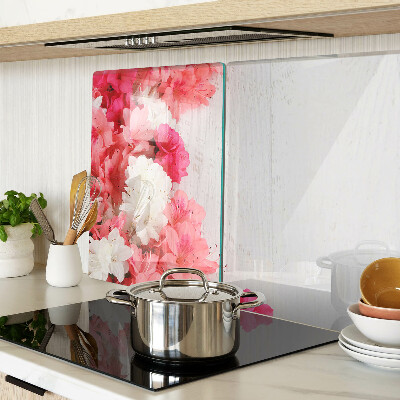 Tabla de cocina Flores en tonos rosa y blanco.